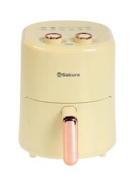 Аэрогриль Sakura SA-7677W, 4 л, 1200 Вт, механическое управление, таймер, от 80 до 200º С, бежевый
