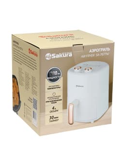 Аэрогриль Sakura SA-7677W, 4 л, 1200 Вт, механическое управление, таймер, от 80 до 200º С, бежевый