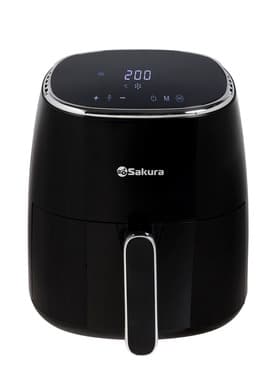 Аэрогриль Sakura SA-7684BK, 5 л, 1500 Вт, 8 программ, сенсорное управление, таймер, чёрный