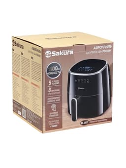 Аэрогриль Sakura SA-7684BK, 5 л, 1500 Вт, 8 программ, сенсорное управление, таймер, чёрный