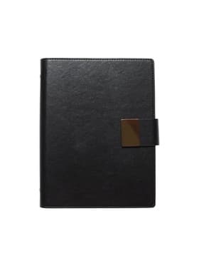 Органайзер на кольцах, А5, с хлястиком, 80 л, линия, к/зам, Черный