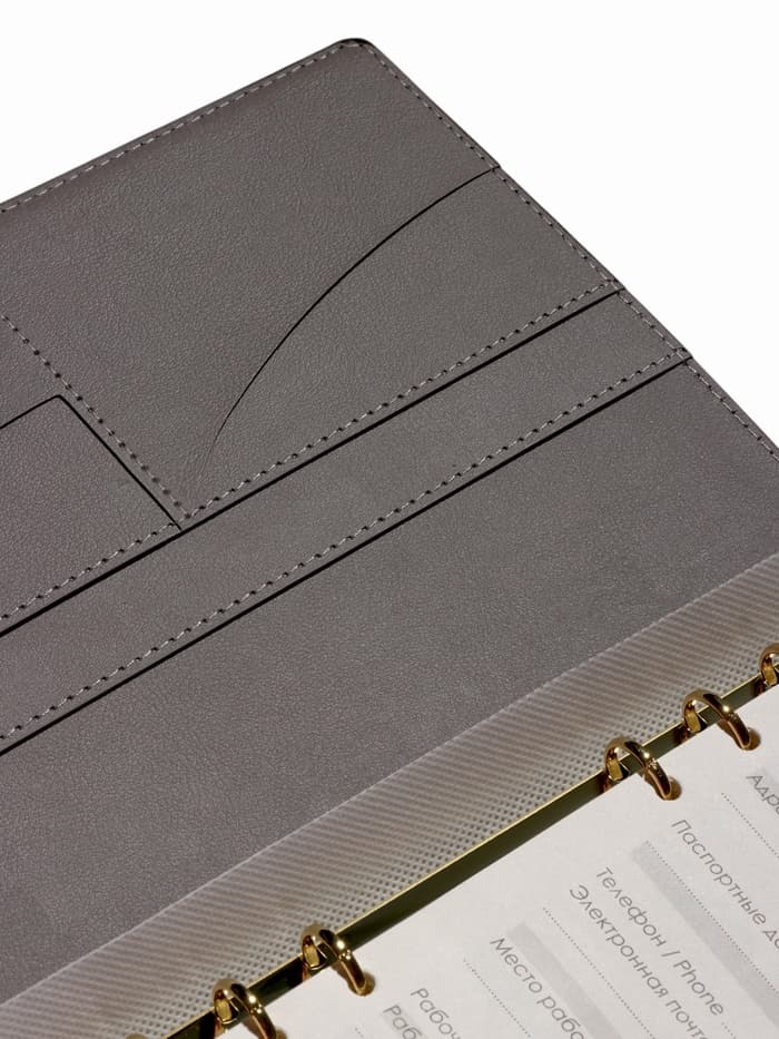 Органайзер на кольцах, А5, с хлястиком, 80 л, линия, к/зам, Черный