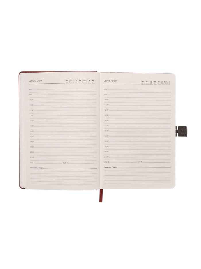 Ежедневник недатированный А5, с хлястиком, 80 листов, в линейку, пвх, коричневый