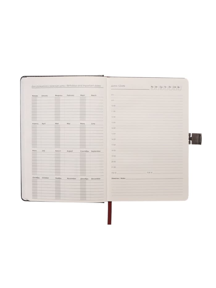 Ежедневник недатированный А5, 80 листов, обложка ПВХ, с хлястиком, чёрный