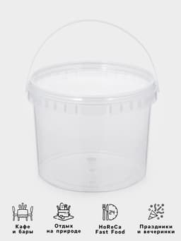 Ведро одноразовое с крышкой, 3 л, d=19 см, пластик пищевой, прозрачное
