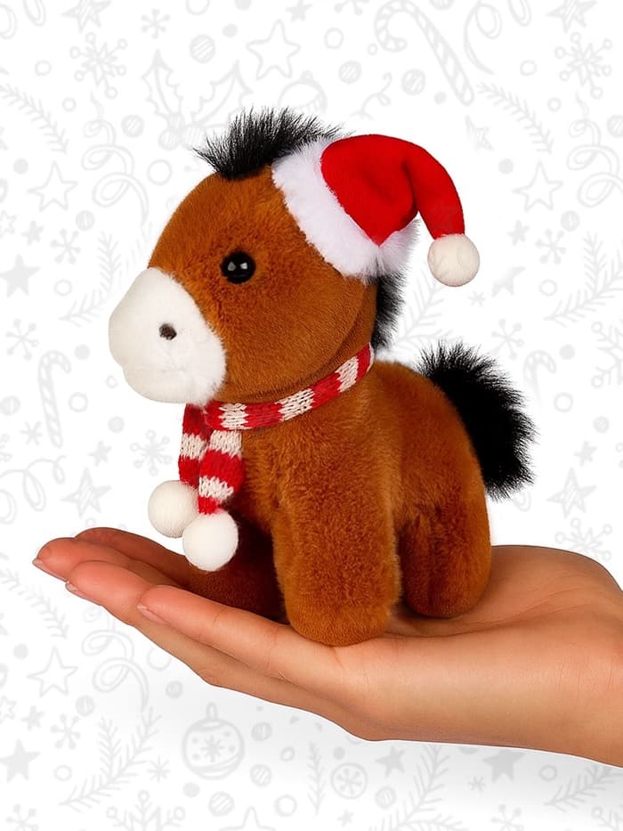 Мягкая игрушка «Лошадь», в шапочке, коричневая