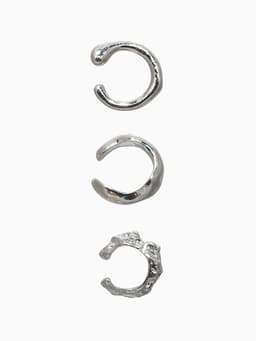 Серьги «Каффы» набор 3 шт., мятый, цвет серебро