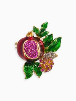 Брошь «Гранат», с цветком, со стразами, цветная в золоте