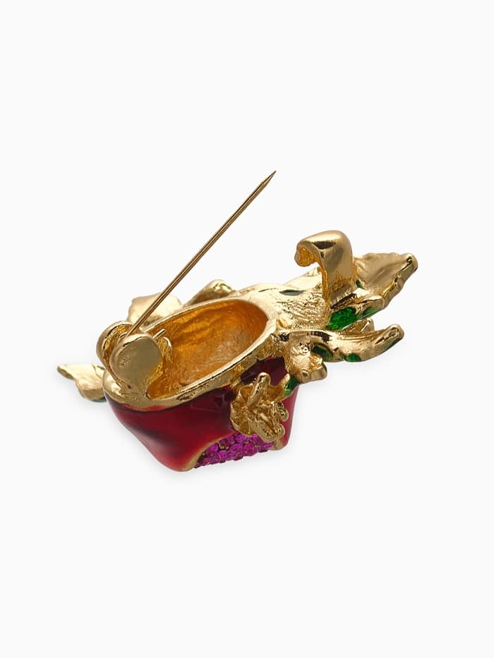 Брошь «Гранат», с цветком, со стразами, цветная в золоте