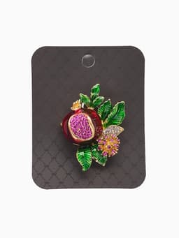 Брошь «Гранат», с цветком, со стразами, цветная в золоте