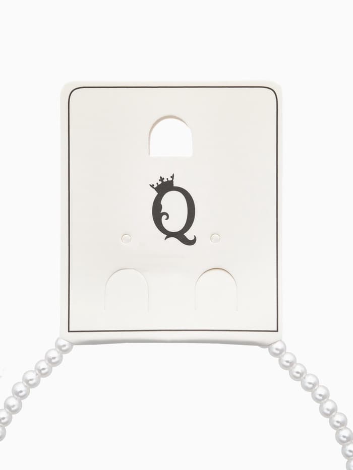 Чокер «Стразик», сердце и жемчужные бусины, белый в серебре, 36 см + 5 см доп, цепочка