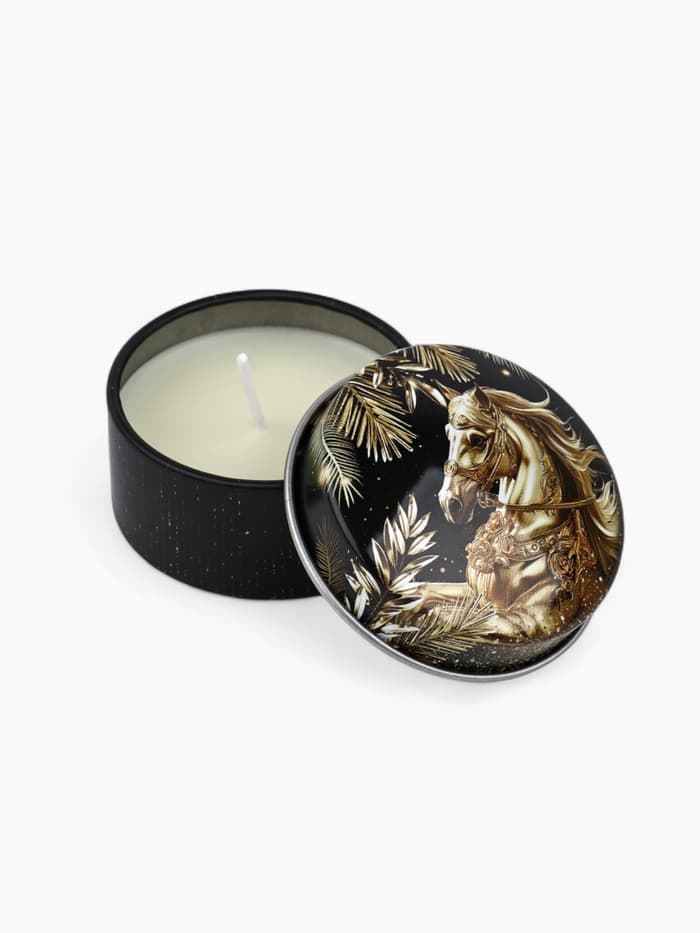 Свеча ароматическая новогодняя в банке «Конь», ч/з, аромат мандарин, 4.8 см