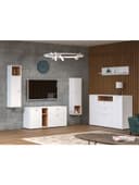 Комплект мебели в гостиную «Бэль», комплект 5 предметов, цвет белый премиум/дуб крафт золотой