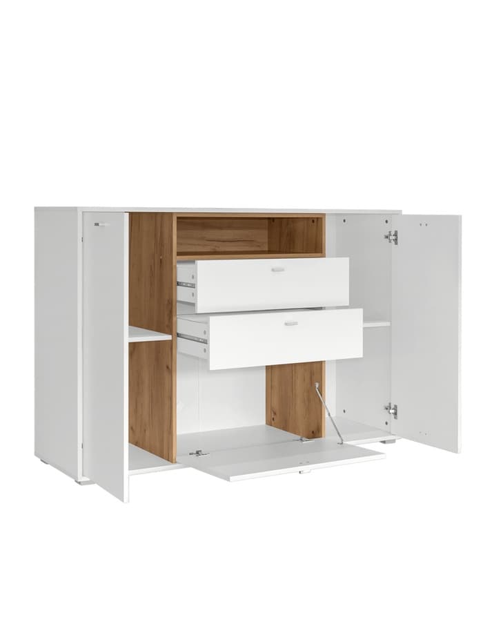 Комплект мебели в гостиную «Бэль», комплект 5 предметов, цвет белый премиум/дуб крафт золотой