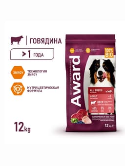 Сухой корм AWARD для вз-х собак всех пород с гов/кур. / брокколи и черника 12 кг