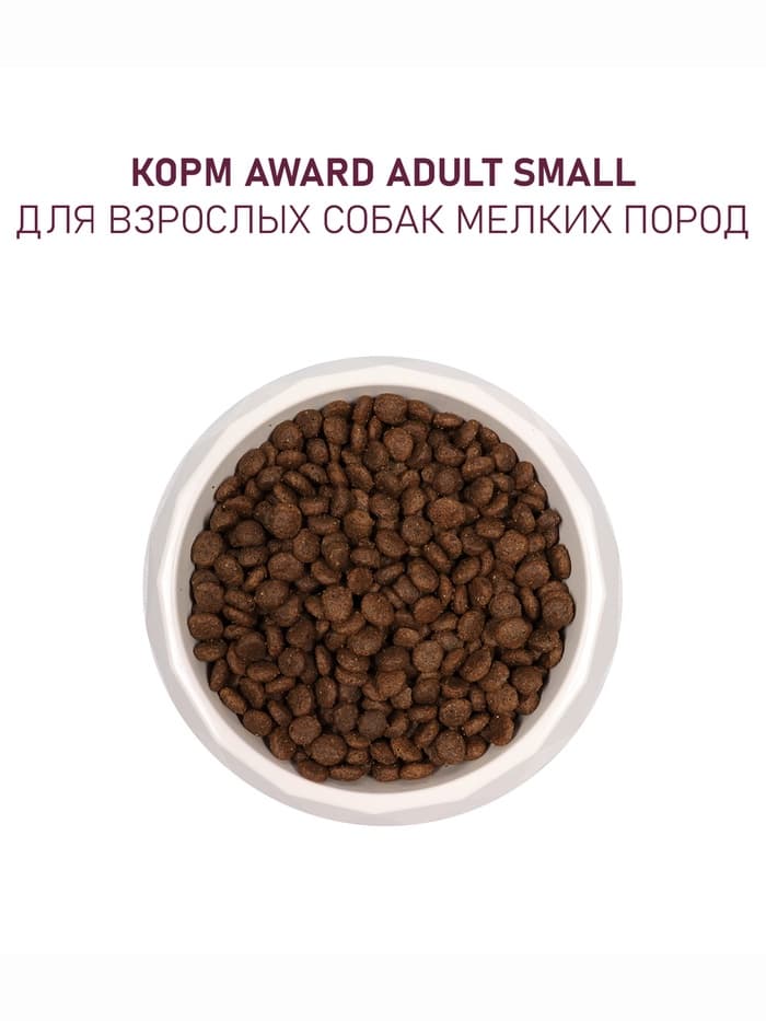 Сухой корм AWARD для взрослых собак мелких и миниатюрных пород с ягнёнком/индейкой/брокколи и брусникой 10 кг