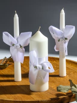 Свечи свадебные «Пышный» набор 3 шт. (16 см и 2 шт. по 18 см), белый