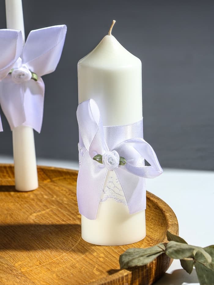 Свечи свадебные «Пышный» набор 3 шт. (16 см и 2 шт. по 18 см), белый