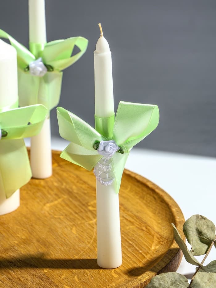 Свечи свадебные «Пышный» набор 3 шт. (16 см и 2 шт. по 18 см), мятный