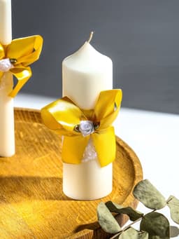 Свечи свадебные «Пышный» набор 3 шт. (16 см и 2 шт. по 18 см), золотистый