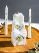 Свечи свадебные «Любовь Навсегда» набор 3 шт. (18.5 см и 2 шт. по 18 см), белый