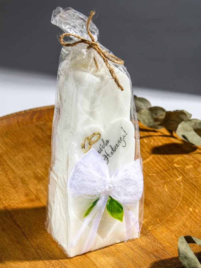 Свечи свадебные «Любовь Навсегда» набор 3 шт. (18.5 см и 2 шт. по 18 см), белый