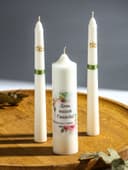 Свечи свадебные «День Нашей Свадьбы» набор 3 шт. (15 см и 2 шт. по 19 см), зелёный