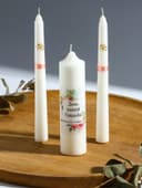 Свечи свадебные «День Нашей Свадьбы» набор 3 шт. (15 см и 2 шт. по 19 см), пудровый