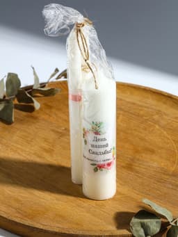 Свечи свадебные «День Нашей Свадьбы» набор 3 шт. (15 см и 2 шт. по 19 см), пудровый