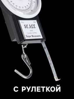 Весы-безмен механические, до 22 кг, с рулеткой, цена деления 250 г, чёрные