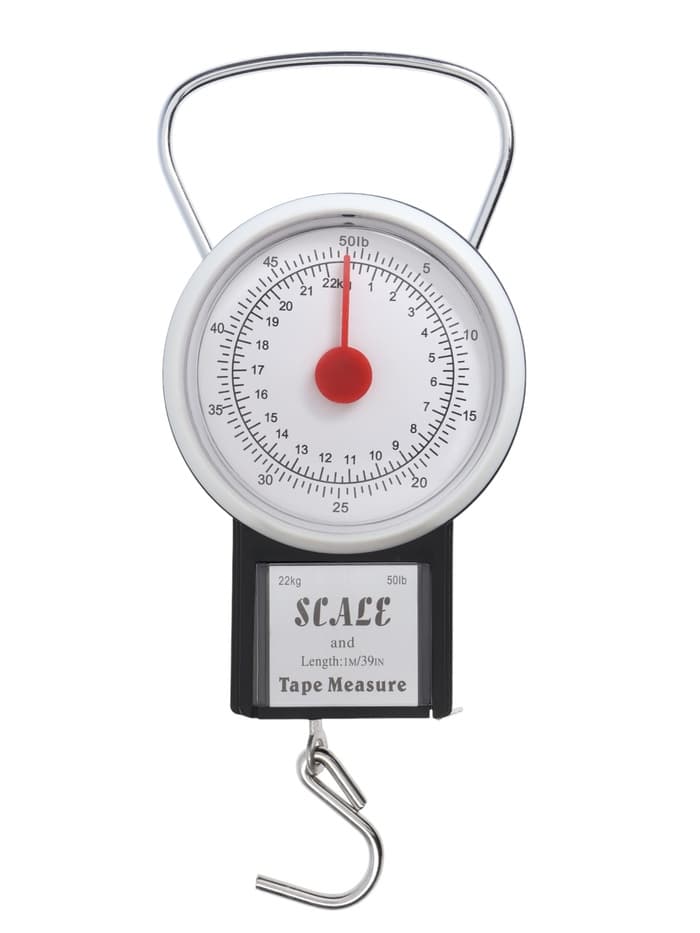 Весы-безмен механические, до 22 кг, с рулеткой, цена деления 250 г, чёрные