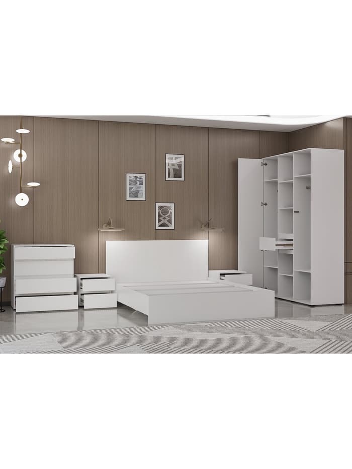 Спальный гарнитур «Лора», комплект 6 предметов, цвет белый