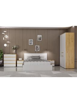 Спальный гарнитур «Лора», комплект 6 предметов, цвет крафт золотой/белый