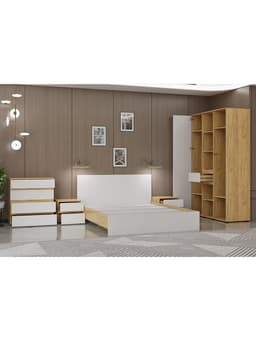 Спальный гарнитур «Лора», комплект 6 предметов, цвет крафт золотой/белый