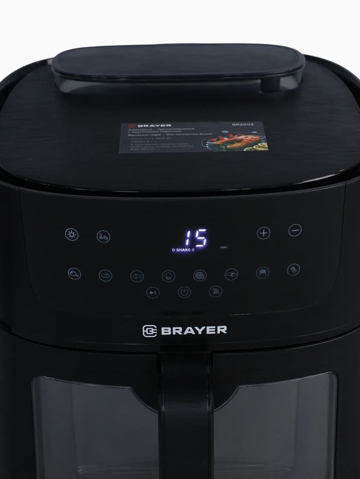 Аэрогриль BRAYER 2042BR, 8 л, 1800 Вт, 8 программ, 80-200°С, LCD-дисплей, чёрный