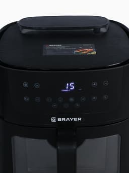 Аэрогриль BRAYER 2042BR, 8 л, 1800 Вт, 8 программ, 80-200°С, LCD-дисплей, чёрный