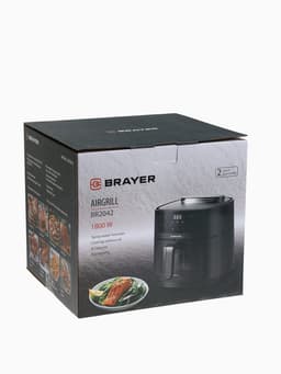 Аэрогриль BRAYER 2042BR, 8 л, 1800 Вт, 8 программ, 80-200°С, LCD-дисплей, чёрный