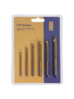 Набор сверл фрезерных универсальных ТУНДРА, HSS, TiN, цилиндр. хвостовик, 3 - 8 мм, 6 шт.