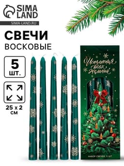Свечи новогодние «Исполнения всех желаний», набор 5 шт.