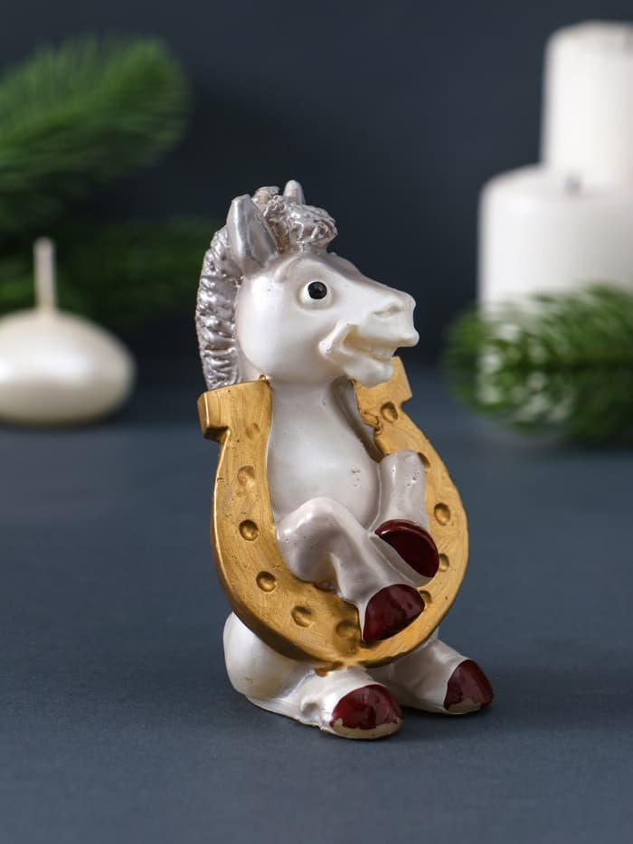 Свеча декоративная «Лошадка с подковой» 5.5×6×9 см, серебро