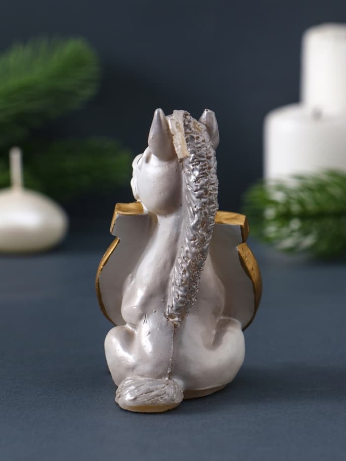 Свеча декоративная «Лошадка с подковой» 5.5×6×9 см, серебро