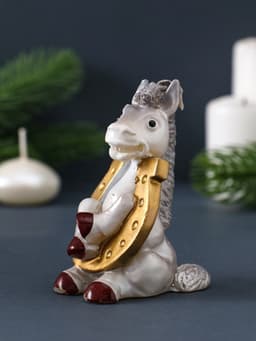 Свеча декоративная «Лошадка с подковой» 5.5×6×9 см, серебро