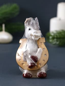 Свеча декоративная «Лошадка с подковой» 5.5×6×9 см, серебро