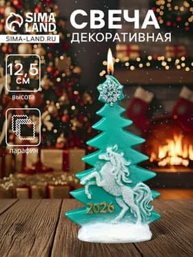 Свеча декоративная «Ёлка с барельефом» 7.5×4×12.5 см, зелёный