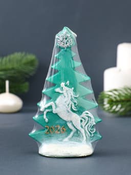 Свеча декоративная «Ёлка с барельефом» 7.5×4×12.5 см, зелёный