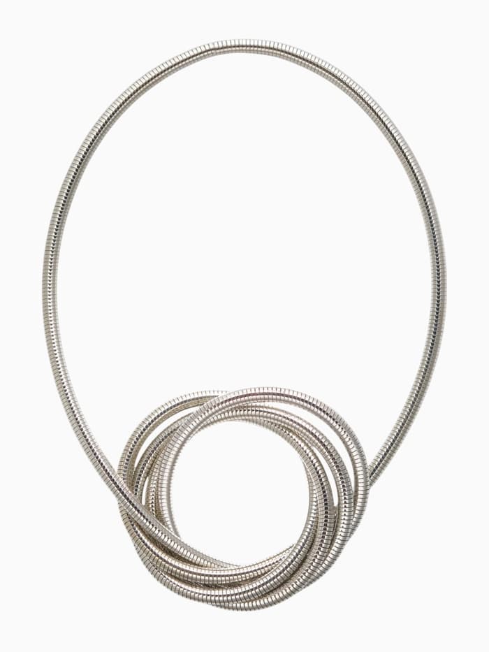 Браслет трансформируется в кулон «Обруч», d=8-24 см, металл, цвет серебро