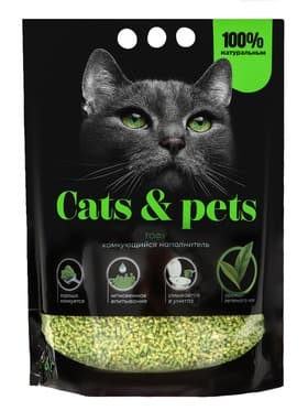 Наполнитель комкующийся Cats&pets тофу, зеленый чай, 6 л