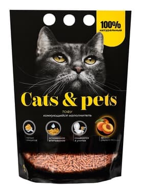 Наполнитель комкующийся Cats&pets тофу, персик, 6 л