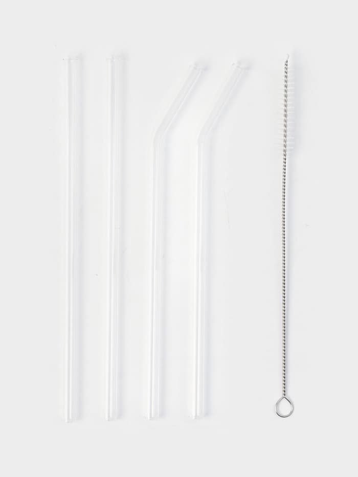 Набор трубочек «Симпл», 4 трубочки, с ёршиком, боросиликатное стекло, прозрачный