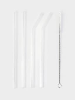 Набор трубочек «Симпл», 4 трубочки, с ёршиком, боросиликатное стекло, прозрачный